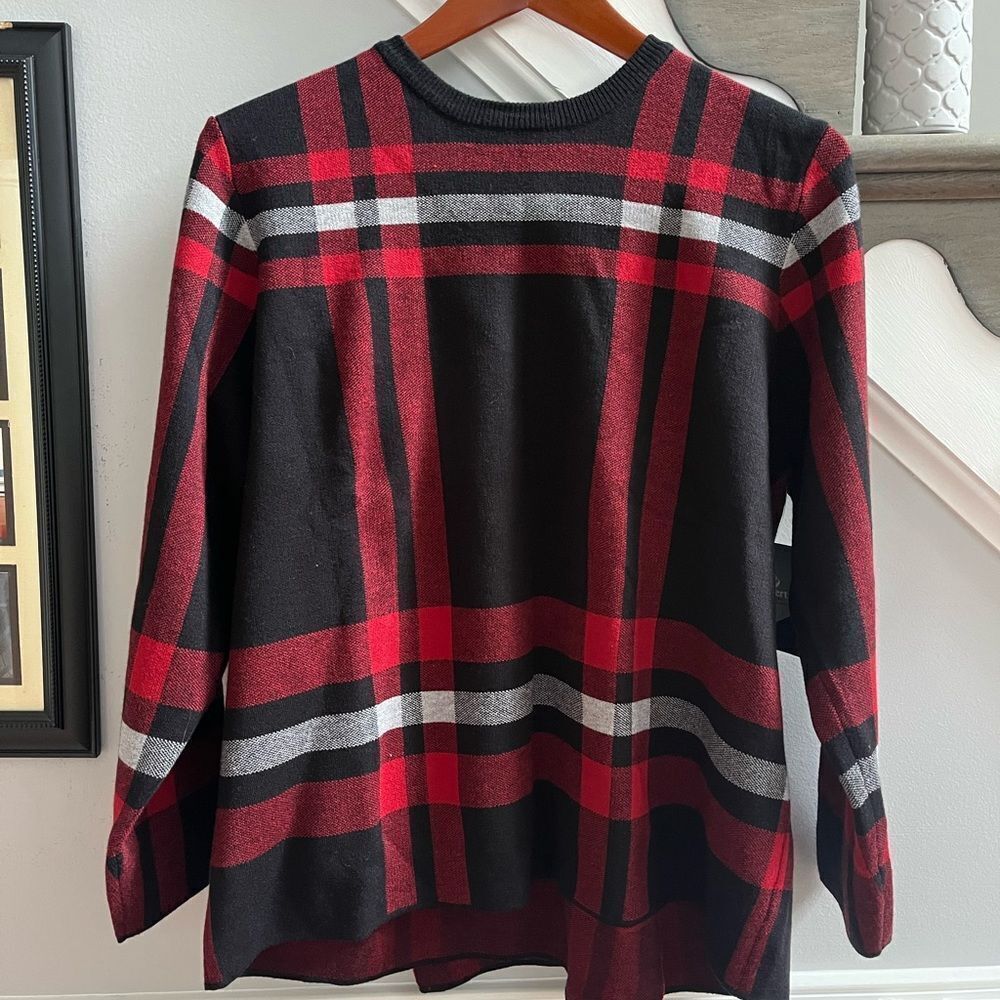 Silverts Adaptive Red & Black Plaid Long Sleeve Top sz L NWT